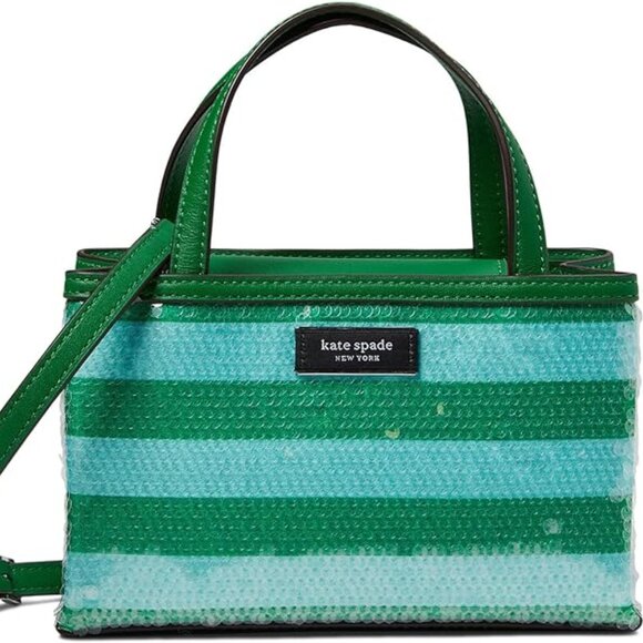 Kate Spade New York Sam Icon Seaside Stripe Sequin Mini Tote Crossbody - Picture 3 of 6